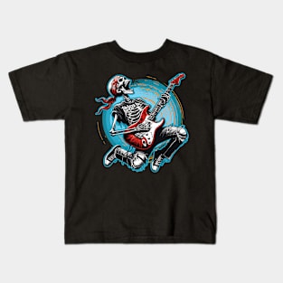 Skeleton Guitar Player - Rock and Roller Graphic Kids T-Shirt